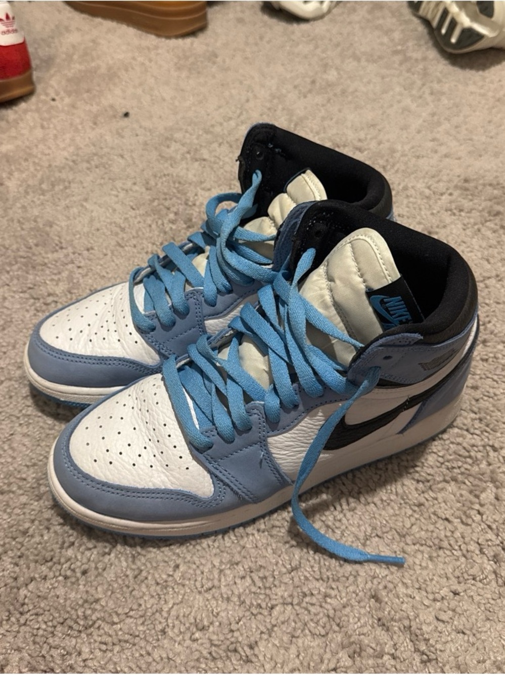 Nike Kids White and Light Blue High-Top Sneakers